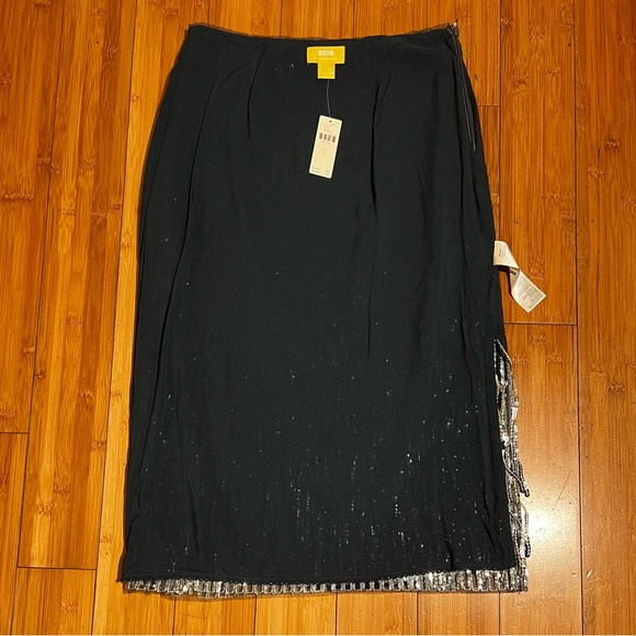NWT Anthropologie Maeve Sequened Fringe Midi Silver Sequin Skirt Size 2 - Picture 8 of 16